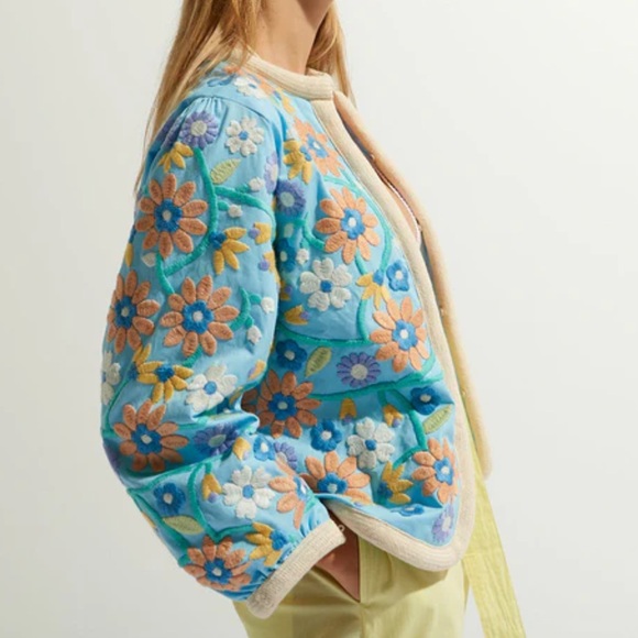 Antik Batik Jackets & Blazers - Antik Batik Baltazar Jacket Size M 40 Women Boho Preppy Floral Embroider Cotton
